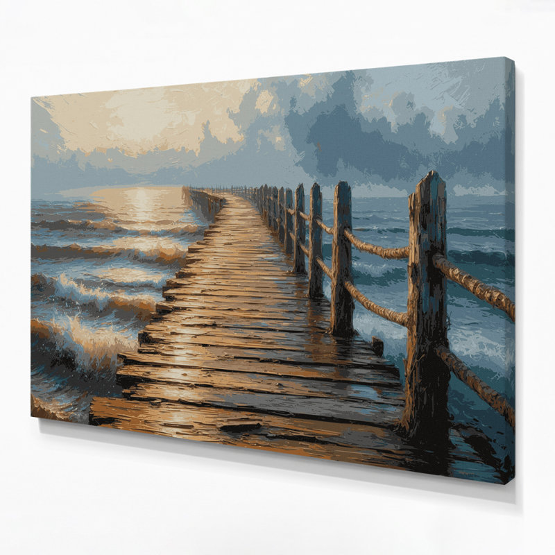 Art mural sur toile, "Nautical Boardwalks" beige, H 12 po x l 18 po