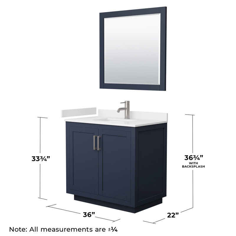 Miranda 36'' Dark Blue Single Bathroom Vanity with White Cultured Marble Top