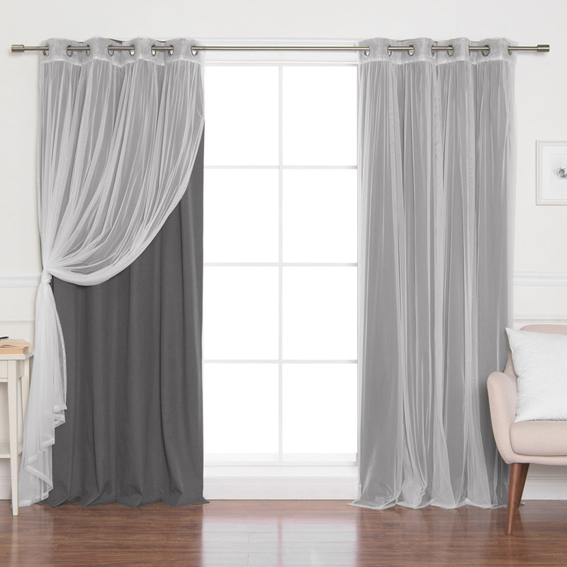 Paire de rideaux occultant en polyester Fortson Max, Gris foncé, 52 po x 84 po