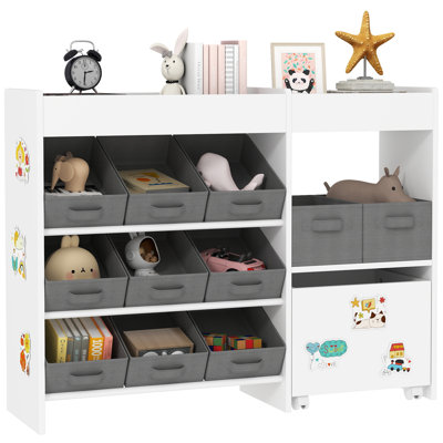 Julianna Isabelle & Max Kids Toy Storage Unit, Toy Box Organiser, 11 Fabric Bins White