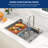 33" L x 22" W Drop-In Waterfall Kitchen Sink Single Bowl 304 Stainless Steel Workstation with Waterfall Faucet Combo and Cup Sprayer-98168941