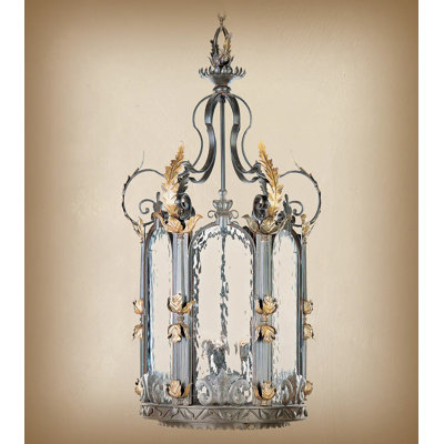 Lustre géométrique à 3 lumières avec détails en fer forgé