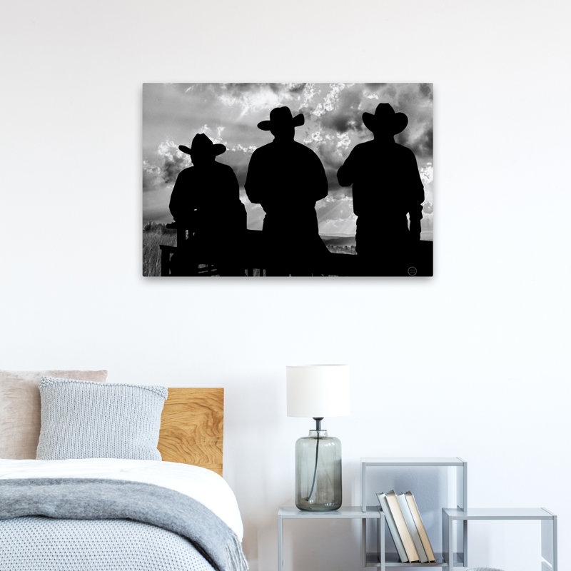 Maison de campagne / campagne trois cowboys, H 36 po x l 24 po