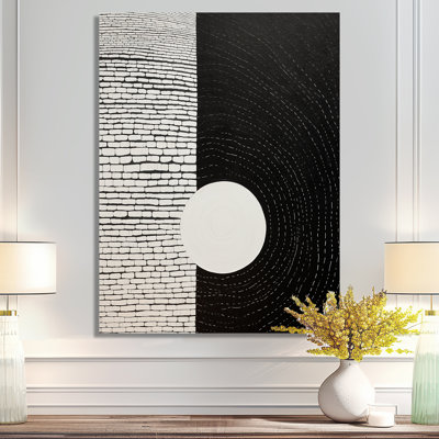 Balance Black White Minimal White Circle - Minimalism Landscape Wall Art Living Room