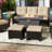 21.5"W Outdoor Wicker Ottomans With Cushions, Set Of 2 Patio Footrests With Adjustable Feet-722733775