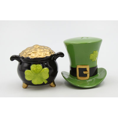 Irish Top Hat And Gold Pot Salt And Pepper