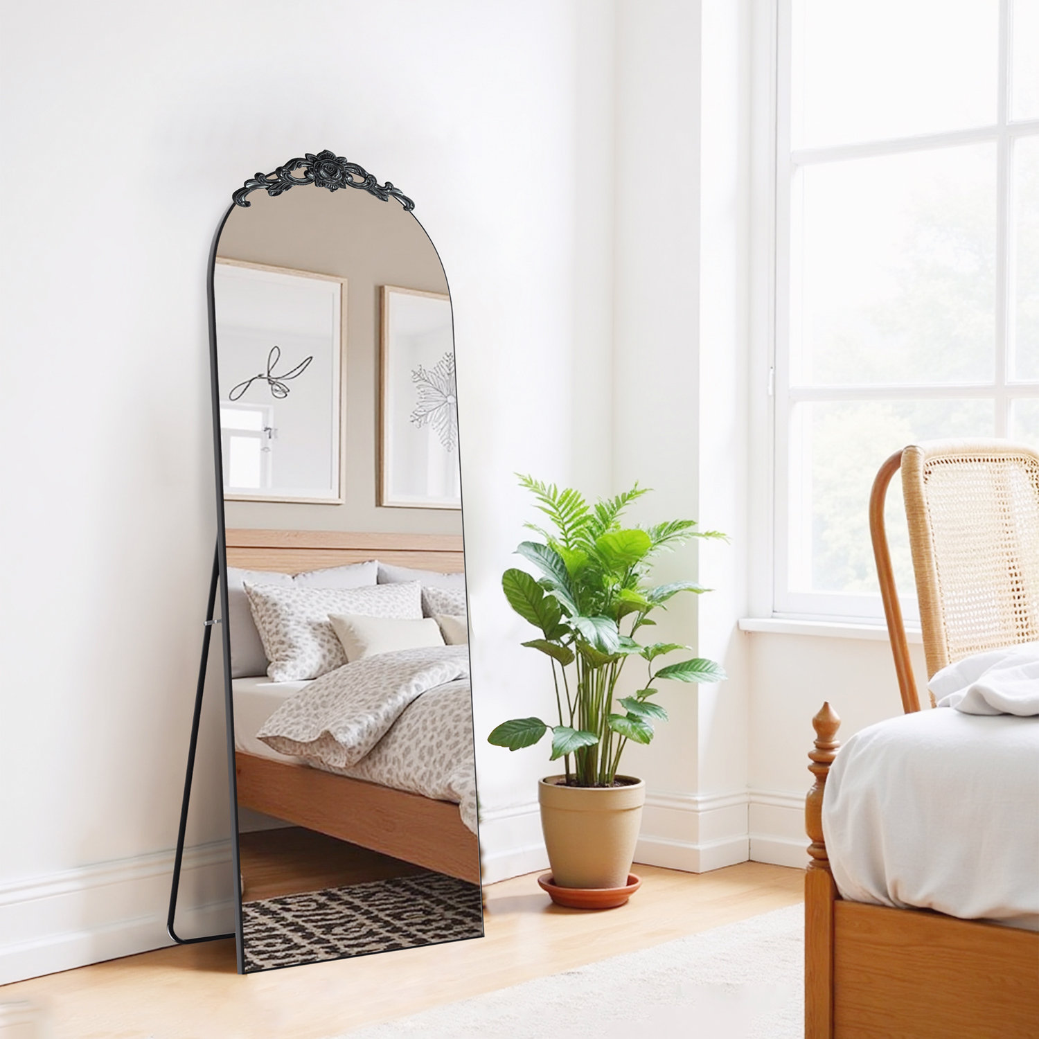Astoria Grand Wooden right-angled arched full-length mirror - Wayfair ...