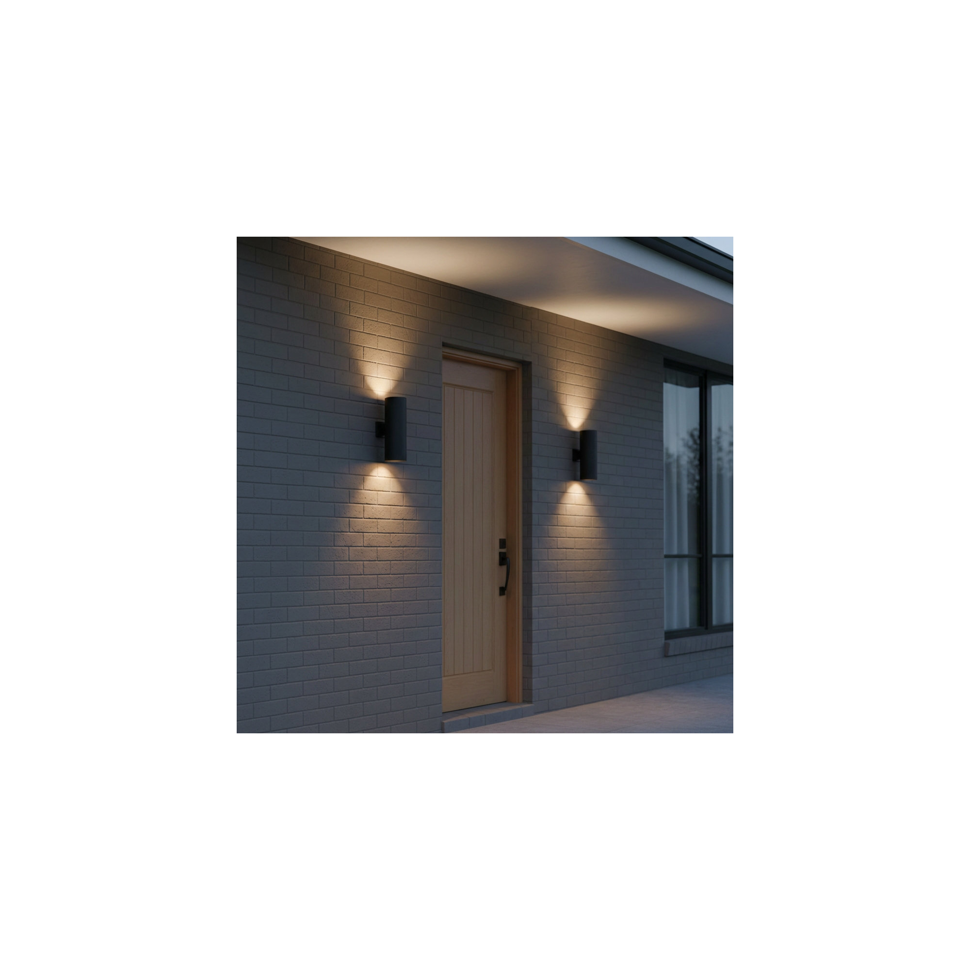 Dylan 2 Light Cylinder Outdoor Aluminum Wall Light, No, 18.25" H x 6" W x 6" D, Black