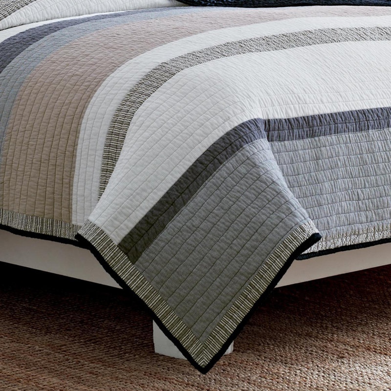 Nautica Tideway Grey Cotton Reversible Quilt, Queen