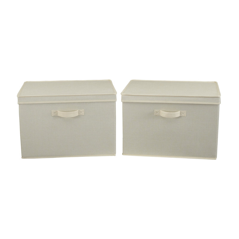 Wide Storage Box, Cream, 12" H x 18.5" W x 15" D