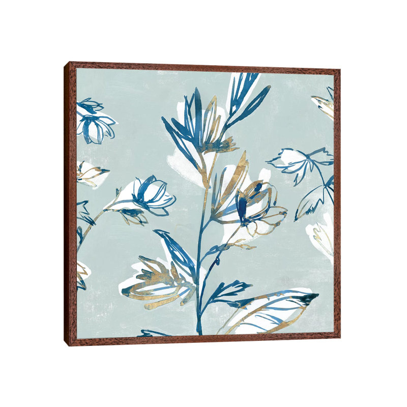 Blossomy I 1 Piece Painting on Canvas, 45.72 cm H x 45.72 cm W, Classic Brown Wood Framed