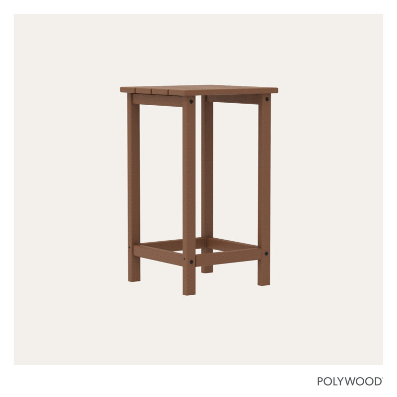 POLYWOOD Long Island 26" Counter Side Table, Teak