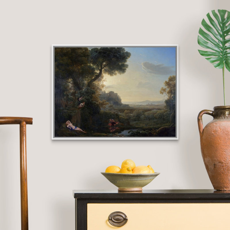 «Landscape with Narcissus and Echo, 1644» par Claude Lorrain - reproduction d'art sur toile, H 20 po x l 26 po x P 1,75 po
