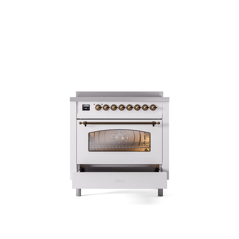 ILVE Nostalgie II 36 in Induction Range, White/Bronze