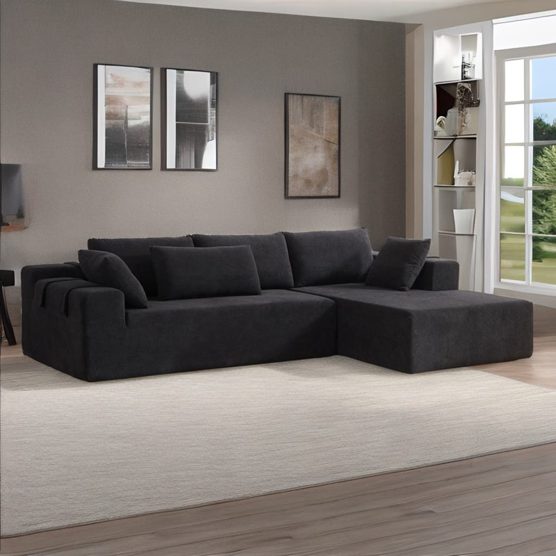 Modular L-shaped Sectional Sofa, Black