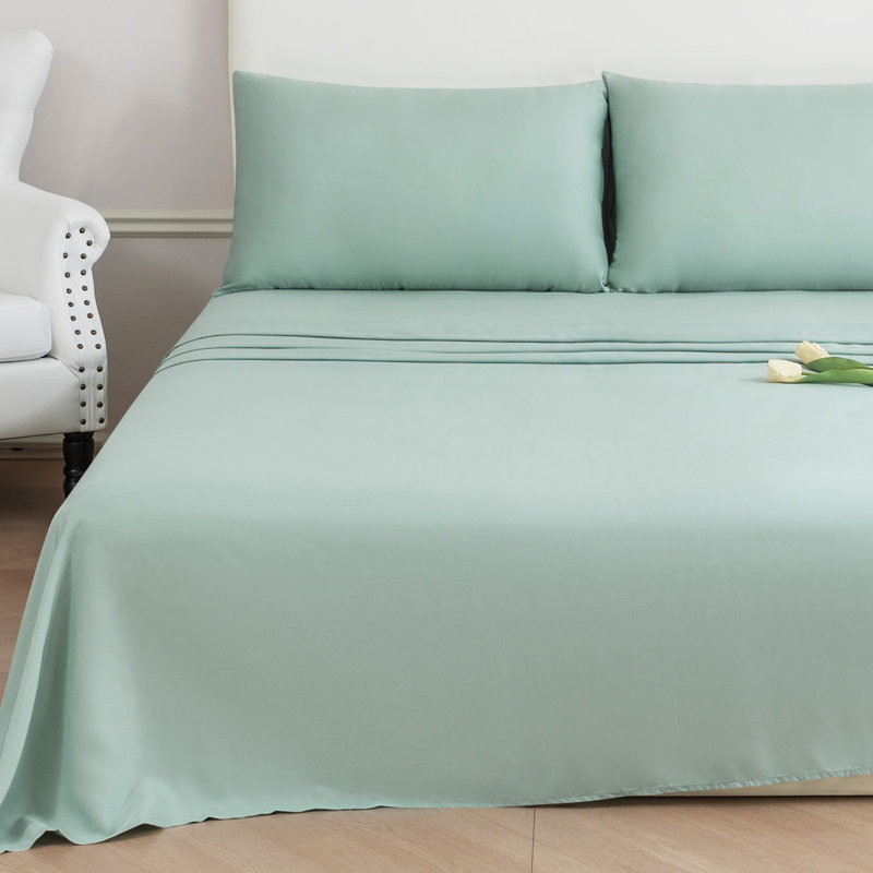 Ensemble de draps soyeux en rayonne de bambou rafraîchissant avec taie d'oreiller, Brume