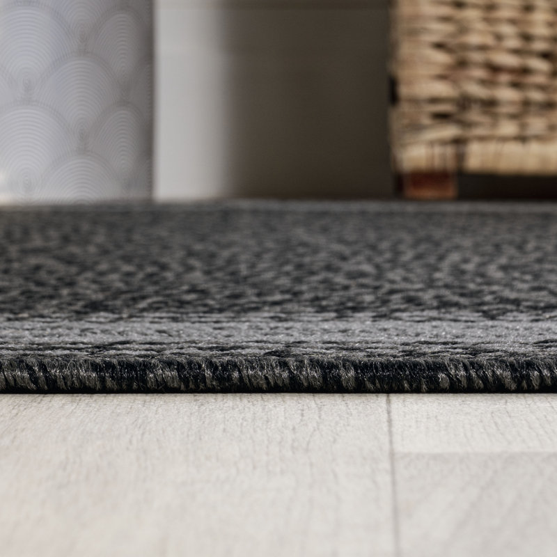 Tapis intérieur / extérieur noir / gris Clarwin Classic, Rectangle 3 pi 11 po x 6 pi