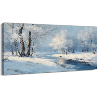 Scène d'hiver, art mural sur toile, paysage de Noël, impressions sur toile pour le salon, le bureau de la chambre à coucher, pin enneigé, forêt d'hiver, affiche d'art, 16 x 32 po