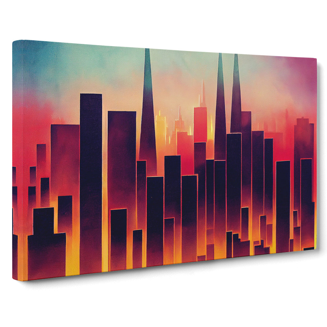 Flourishing City Skyline Architecture Abstract - Wrapped Canvas