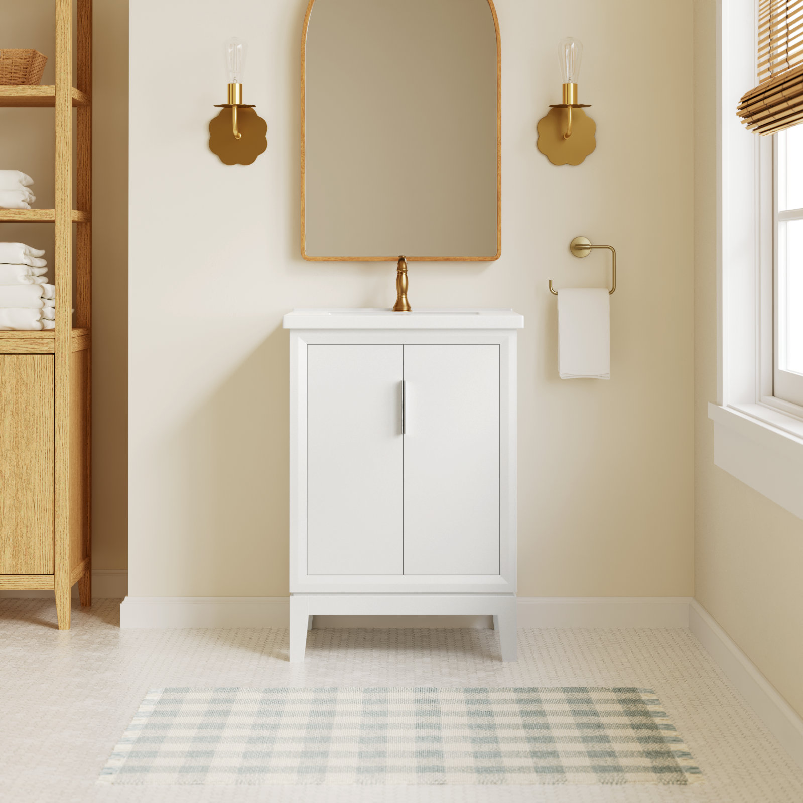 Finck 24.2'' Single Bathroom Vanity, Pure White, Silver