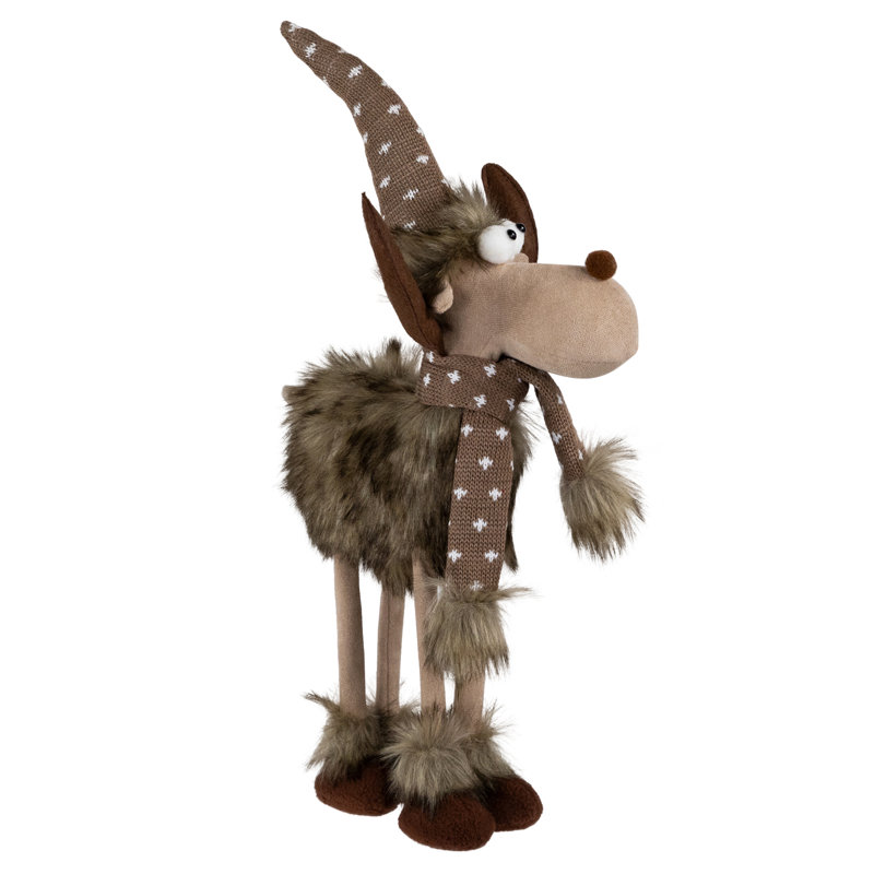Figurine de Noël debout à quatre pattes orignal - 19 po - brun et blanc