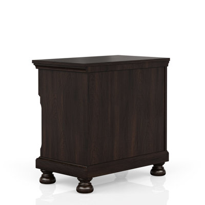Table de chevet cerisier foncé avec deux tablettes de tiroir - bois massif et deux options pratiques