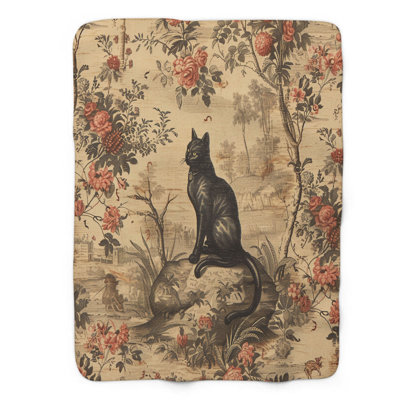 Feline Toile Patterns - Couverture sherpa de qualité supérieure 1 pièce