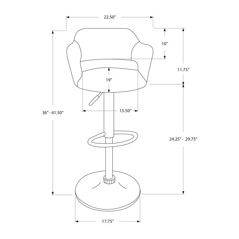 Fauteuil pivotant à hauteur de comptoir Feyn, réglable, gris clair, chrome