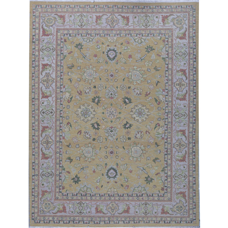 Tapis doré et crème de haute qualité noué à la main