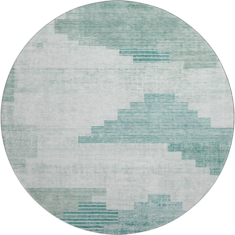 Premium Machine Washable Ashington AMF1829 Geometric Rug, Round 8'