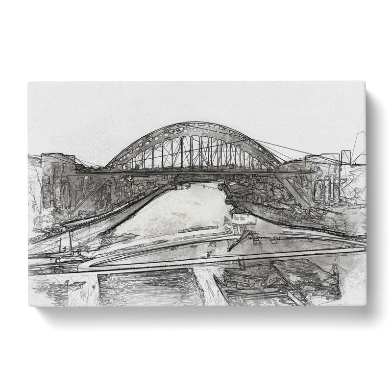Tyne Bridge Linking Newcastle in Abstract - Wrapped Canvas Graphic Art Print, 35cm H x 50cm W x 3cm D
