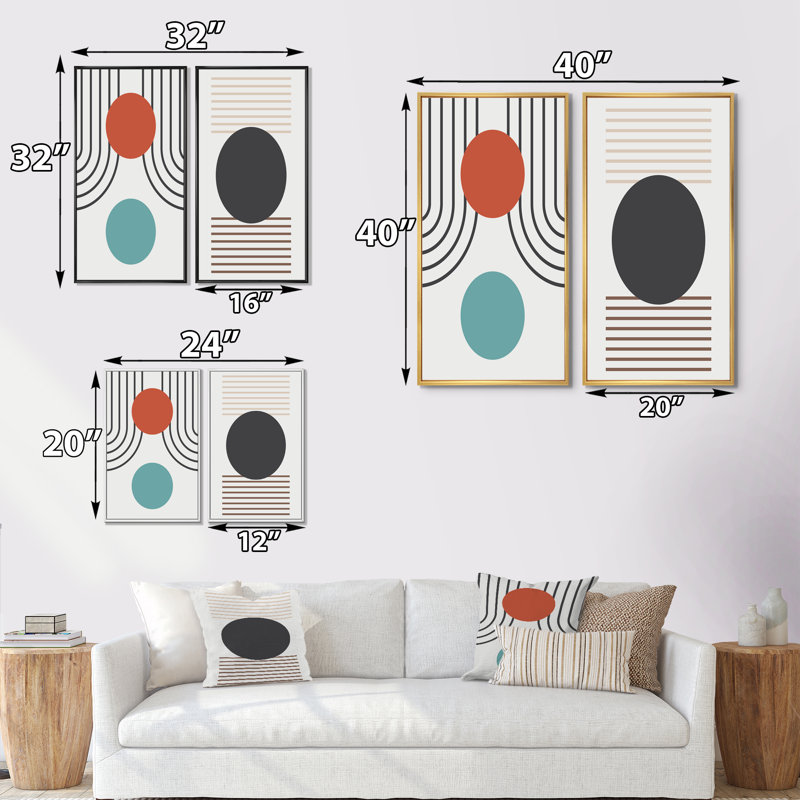 Creative Creative Designs in Retro Colors IV - ensemble de 2 impressions, H 20 po x l 24 po x P 1 po, Toile avec cadre brun