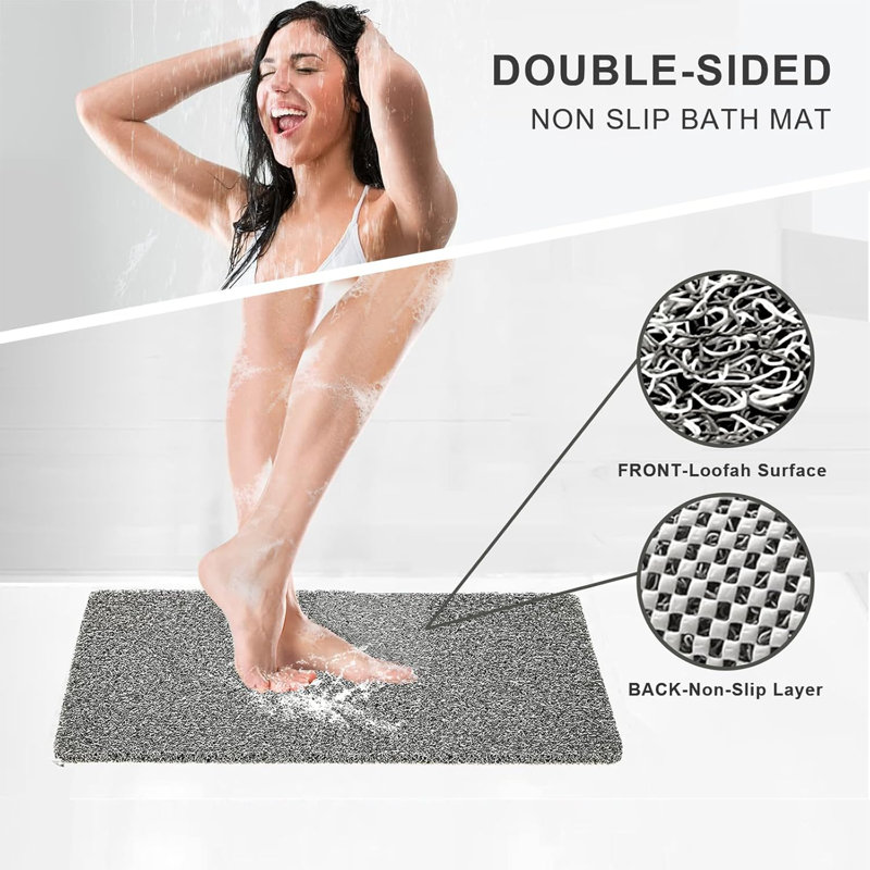 16"x24" Non-slip Quick-dry Bath Mat Black