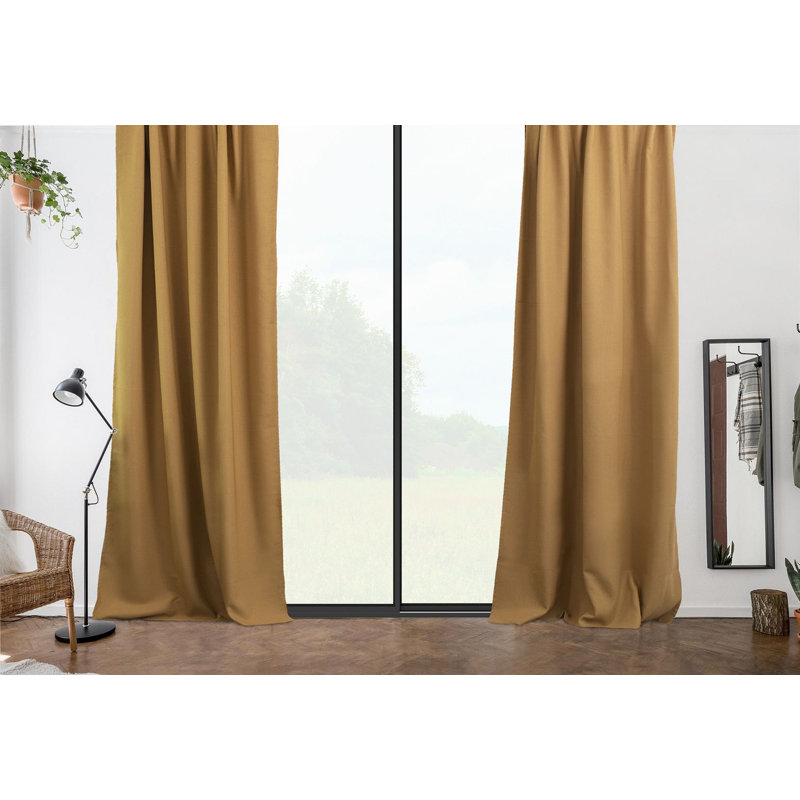 Room Darkening Single Curtain Panel, 260cm W x 265cm H, Mustard