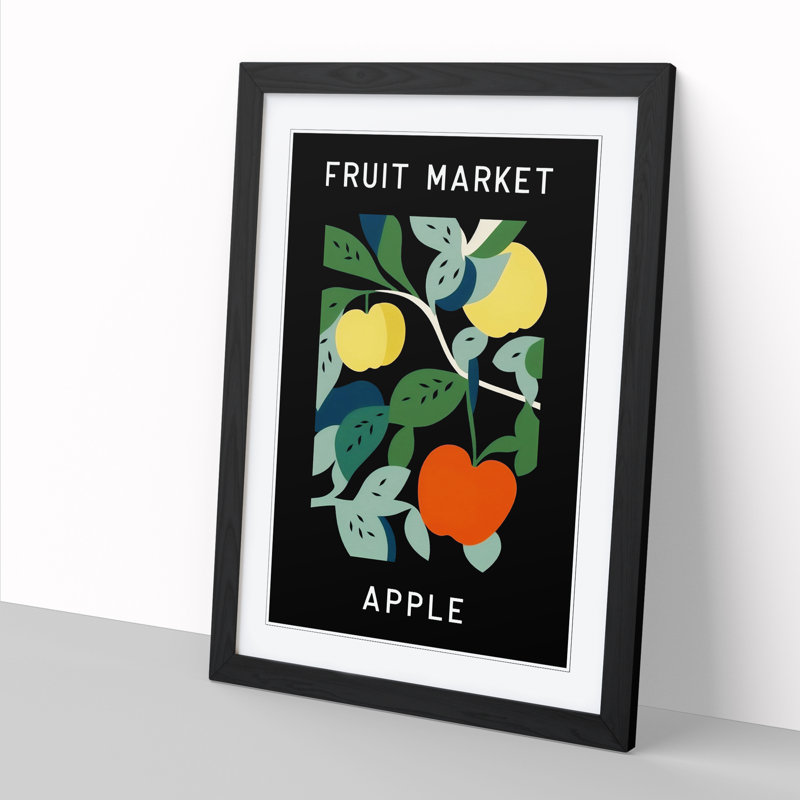 Apple Fruit Market Exhibition Vol.1 - Single Picture Frame Print on Wood, 34cm H x 25cm W x 2cm D