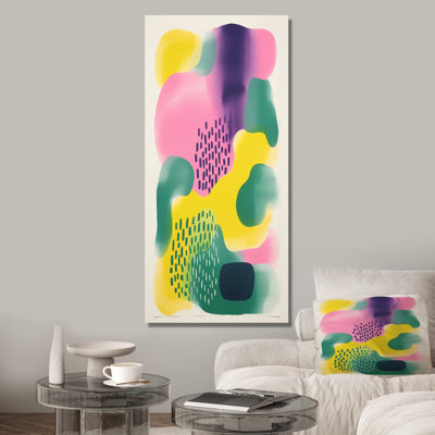 Collages abstraits jaunes et verts - Reproduction d'art abstrait mural