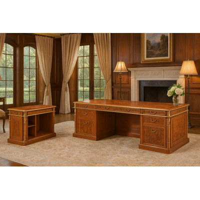 Infinity 82.7" Solid Wood Desk Set