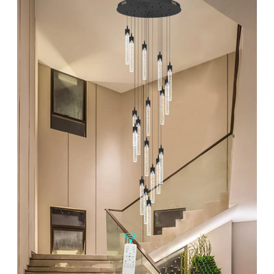 Luminaire suspendu en cristal en acier inoxydable à 18 lumières Asime