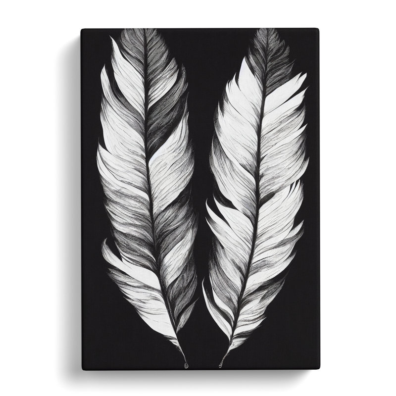 Monochrome Feathers No.1 - Wrapped Canvas, 60cm H x 40cm W x 3cm D