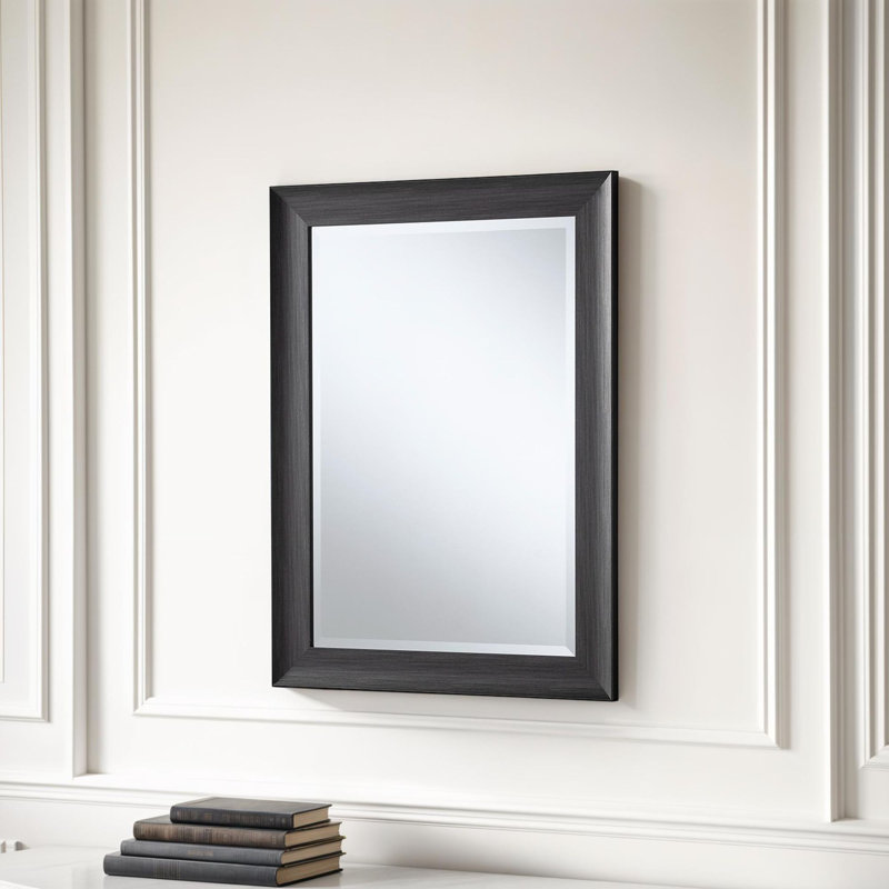 Greenlawn Curved Profile Grey Accent Wall Mirror, 61cm H x 76cm W, Dark Grey