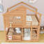 Lit superposé Wood House avec espace de jeu et rangement, échelle-658533818