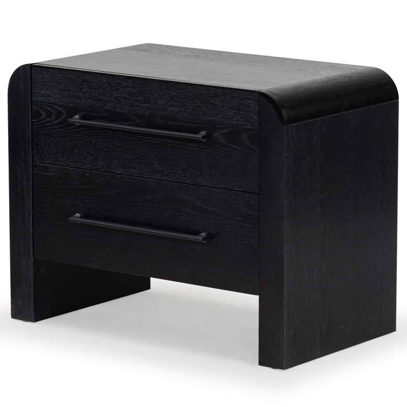 Katrina Wood 2 Drawer Nightstand, Black