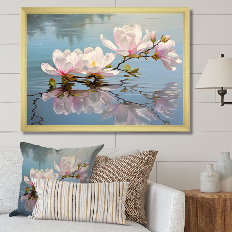 «White Gray Magnolias Magnolia Reflections II», reproduction sur toile encadrée, H 30 po x l 40 po x P 1,5 po