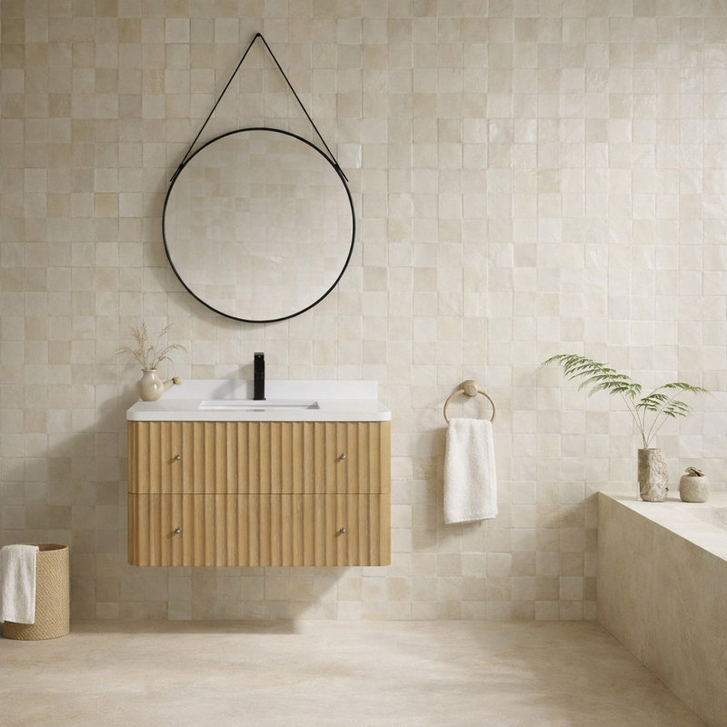 La Jolla 36" Single Floating Bathroom Vanity With Engineered Quartz Top