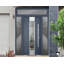 Porte avant en acier pré-suspendue à l'avant / deux en graphite gris 5755/2 fenêtres extérieures latérales et supérieures / inserts en acier inoxydable peints simples modernes - l 12 po + 36 po x H 80 po + 16 po - Pivotement à droite-111445025-111445026