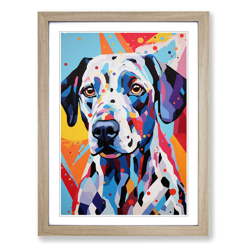 Dalmation Geometric Art - Framed Print, Oak Framed, 64cm H x 46cm W