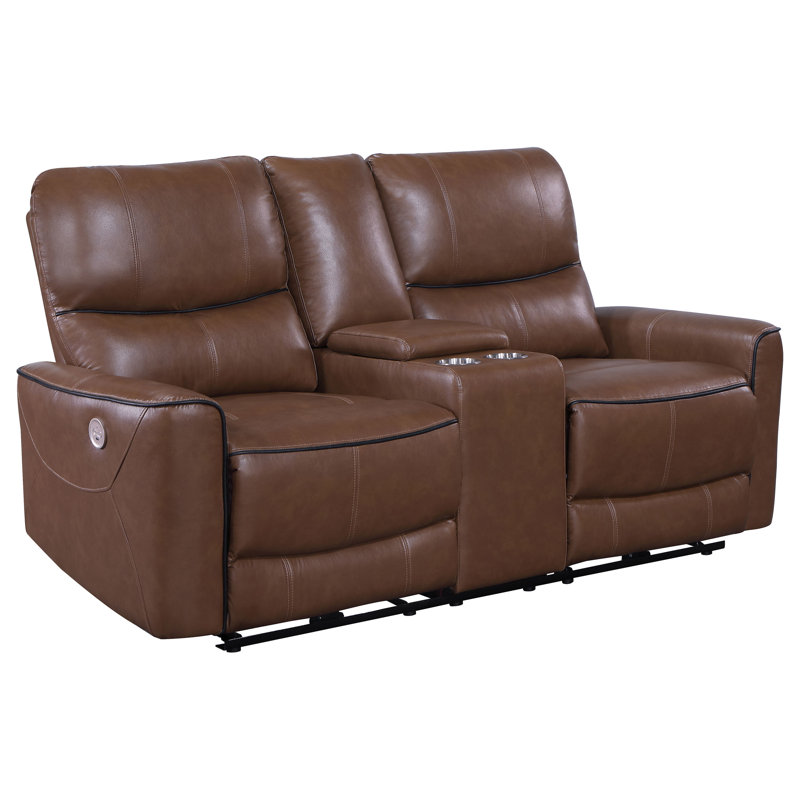 Causeuse inclinable électrique Dorlan brun selle, Similicuir brun