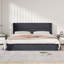 Structure de lit tapissier Annek avec rangement relevable, tête de lit à oreilles de H 40,9 po, lattes de bois et structure en métal, plusieurs tailles et options de tissu disponibles-1542829530-1537809586
