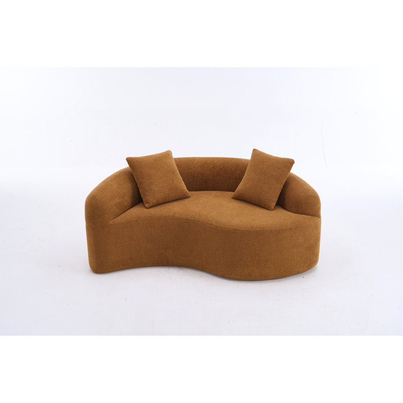 Canapé modulaire courbé en S en chenille: double profondeur (21,3 po et 26,8 po), orange, sans assemblage, compact pour les petits espaces, 400 lb, L 66,9 po