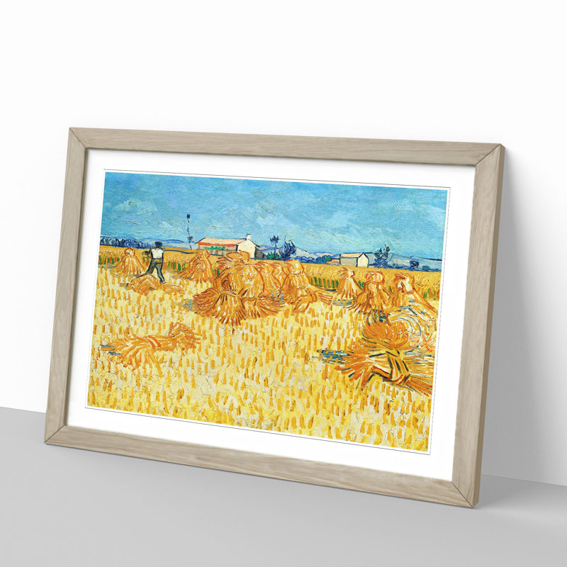 Harvest in Provence by Vincent Van Gogh - Picture Frame Painting, 48cm H x 65cm W x 2cm D, Oak Framed